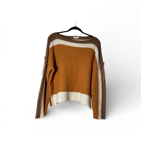 easel Sweaters - Women's Easel Colorblock Sweater Tassels Size Small